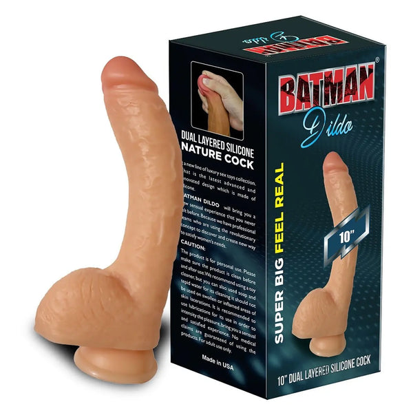 Realistic Dildo — 9 Inch Silicone, Heavy Veining, Suction Cup — Dildos, Body-safe silicone