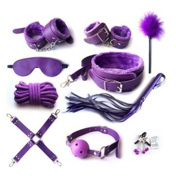 BDSM Bondage 10 Pieces Kit - Purple — bdsm kit