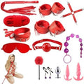 BDSM Bondage 14 Pieces Kit - RED — bdsm kit