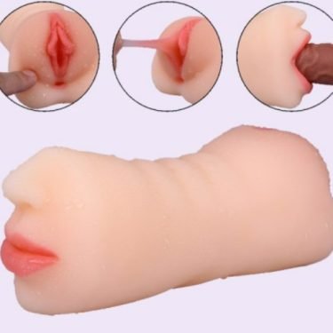 Beginners Male Masturbator 2 in 1 Pocket Pussy Realistic Mouth Vagina — artificial vagina