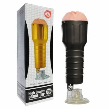Black Flashlight Style Male Artificial Vagina With Attached Suction Cup Hands Free — artificial vagina