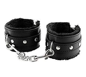 Black SM Bondage Sex Leather Handcuffs Best Quality — bdsm toy