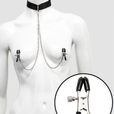 Collar With Nipple Clamps Black — bdsm toy