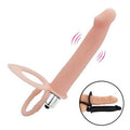 Double Penetration Vibrating Anal Strapon Dildo India -Flesh — anal vibrator