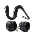Female Sex Games Leather Whip Flogger Plush Sex Handcuffs Bondage-Black — bdsm toy