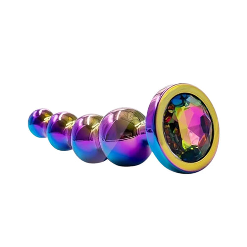Four inch graduated rainbow beaded silicone plug