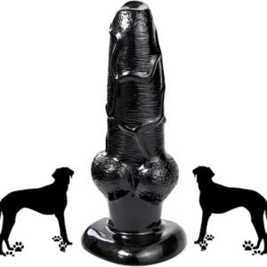 Large Wolf Knotted Realisitc Dog Animal Penis Dildo | Black — dildo