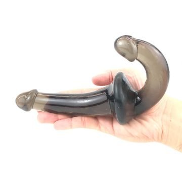 Strapless Black Jelly Dildo Double Ended Anal Vagina Lesbian Sex Fun Toy — anal plug