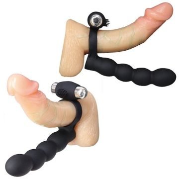 Double Penetration Cock Ring with Clitoral Vibrator — penis ring