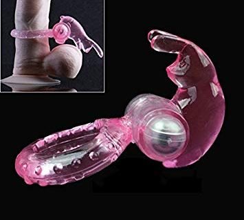 Vibrating Pink Rabbit Cock Ring (Clitoris Tickler) — penis ring